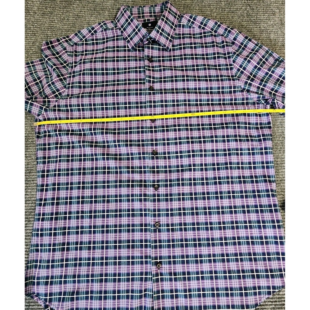 Ben Sherman Men's 16 1/2 34-35 LS Shirt Stretch Button Up Blue Purple Plaid EUC! - Picture 6 of 8